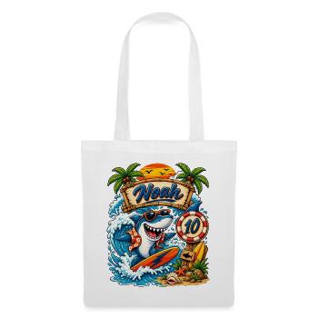 Noah Shark Surfer 10th Birthday - Tote Bag - white - Front
