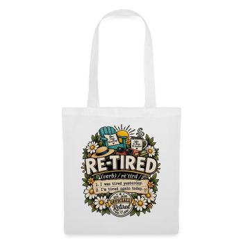 Retired Spruch Definition Müde Blumen & Kaffee - Stoffbeutel - Weiß - Vorne