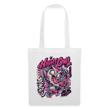NachtEule Neon Punk Schlaflos - Stoffbeutel - Weiß - Vorne