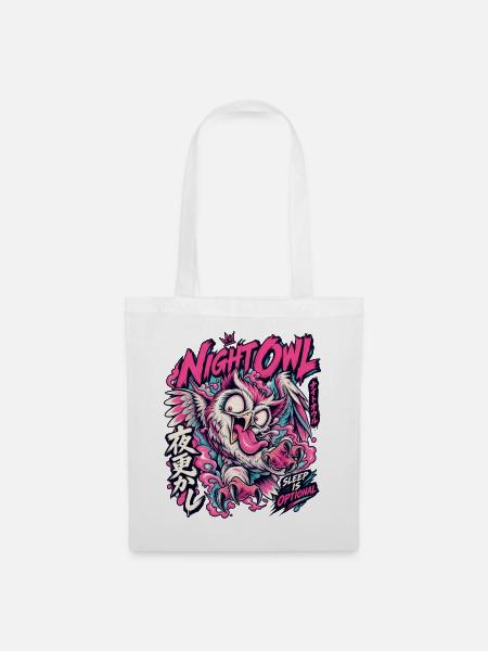NachtEule Neon Punk Schlaflos - Stoffbeutel - Weiß