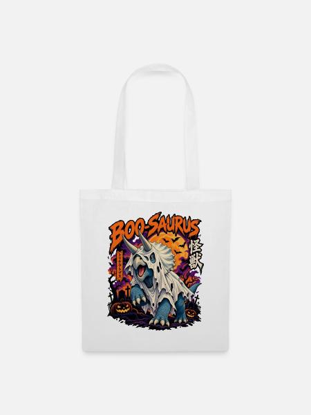 Boo-Saurus – Halloween Triceratops - Stoffbeutel - Weiß