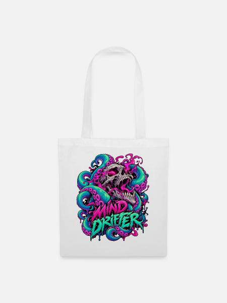 MindDrifter Skull Neon Tentakel - Stoffbeutel - Weiß