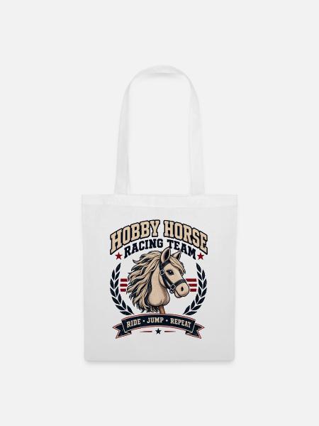 Hobby Horse Racing Team – Reiten Springen Wiederholung - Stoffbeutel - Weiß