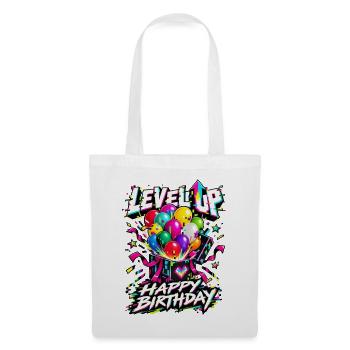 Level Up Geburtstagsballons Neon Glow - Stoffbeutel - Weiß - Vorne