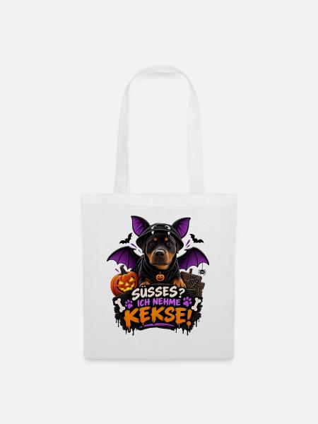 Kleiner Vampirhund will Kekse  - Stoffbeutel - Weiß