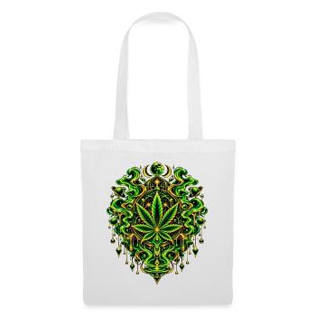 Grünes Cannabisblatt Mandala - Stoffbeutel - Weiß - Vorne