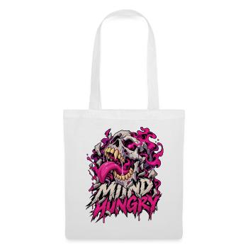 Mind Hunger Schädel in Pink Flammen - Stoffbeutel - Weiß - Vorne