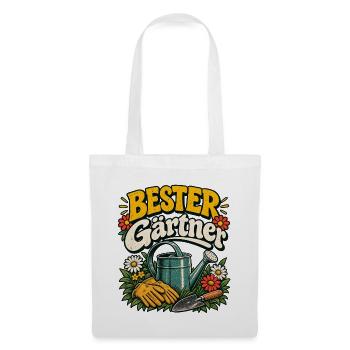 Bester Gärtner – Vintage Gartenfreude - Stoffbeutel - Weiß - Vorne