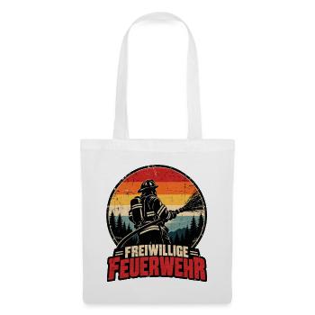 Freiwillige Feuerwehr Retro Feuerwehrmann - Stoffbeutel - Weiß - Vorne