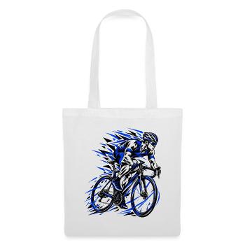 Blauer Sprint Radfahrer Grafik - Stoffbeutel - Weiß - Vorne