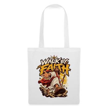 Walk by Faith: Jesus Grafik - Stoffbeutel - Weiß - Vorne