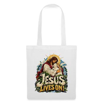 Jesus Lives On Lamm Natur - Stoffbeutel - Weiß - Vorne