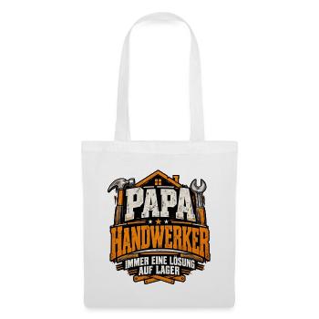 Papa Handwerker – Immer eine Lösung auf Lager - Stoffbeutel - Weiß - Vorne