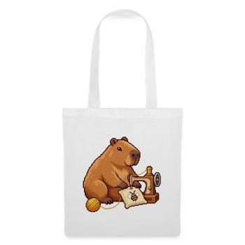 Capybara Pixel Art Designerin – Näherin - Stoffbeutel - Weiß - Vorne