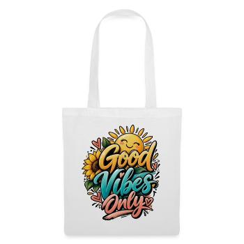 Good Vibes Only Positive Vibes Sonnenblume & Sonne - Stoffbeutel - Weiß - Vorne