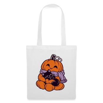 Kuschelpumpkin Katze im Herbst - Stoffbeutel - Weiß - Vorne