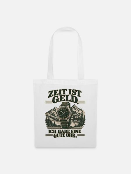 Zeit ist Geld: Gute Uhr Vintage Uhrenfan - Stoffbeutel - Weiß
