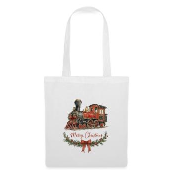 Aquarell Weihnachtszug mit Kranz - Stoffbeutel - Weiß - Vorne