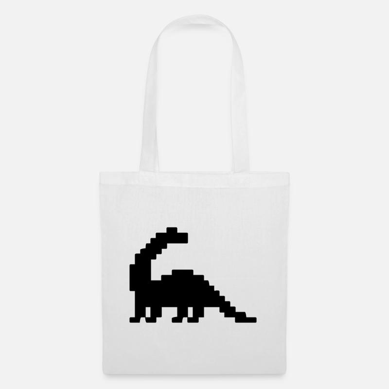 Dinosaurier Brontosaurus Pixel - Stoffbeutel - Weiß