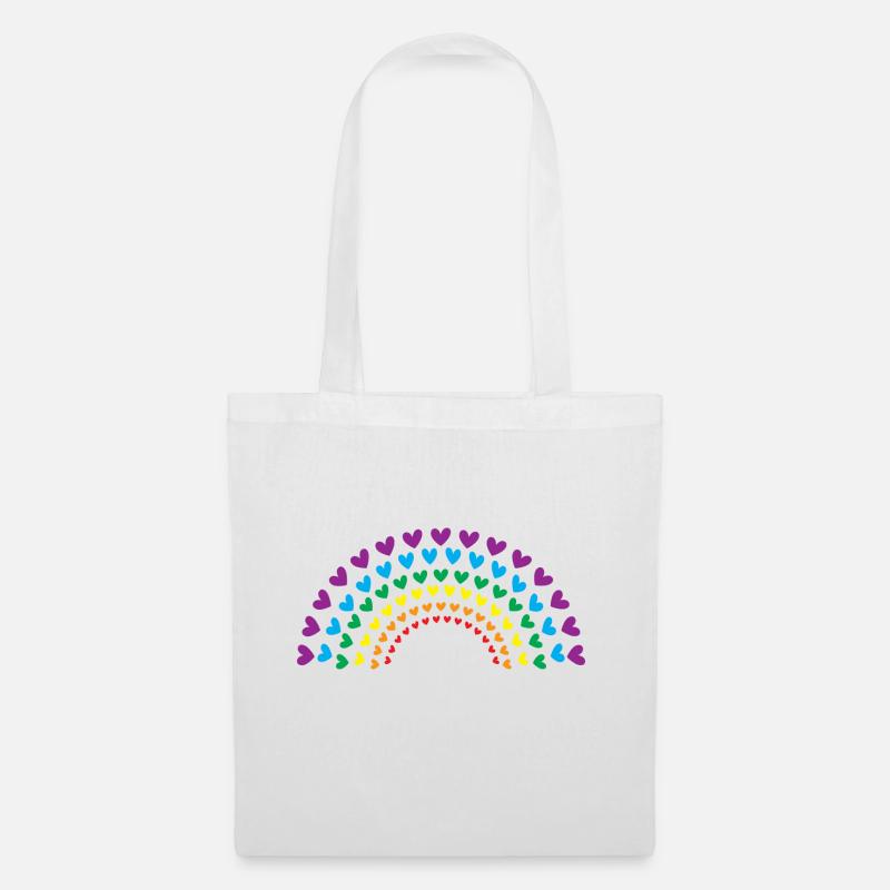 Regenbogen der Herzen - Stoffbeutel - Weiß