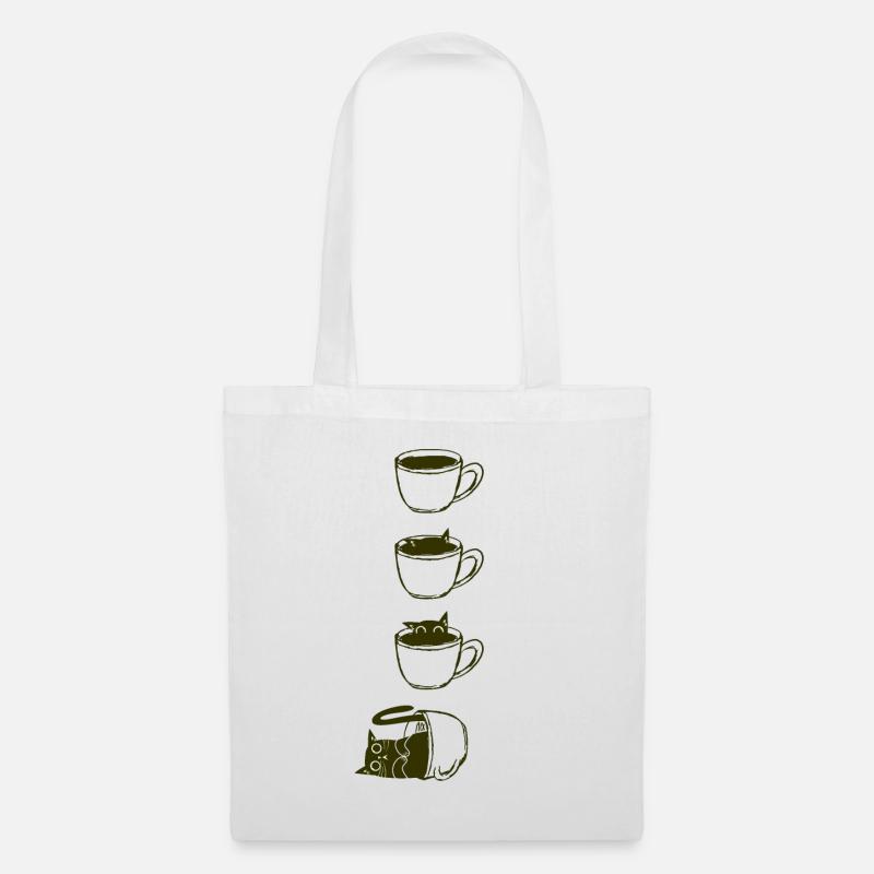 Lustiges Kaffee Katzen Koffein Espresso Geschenk - Stoffbeutel - Weiß