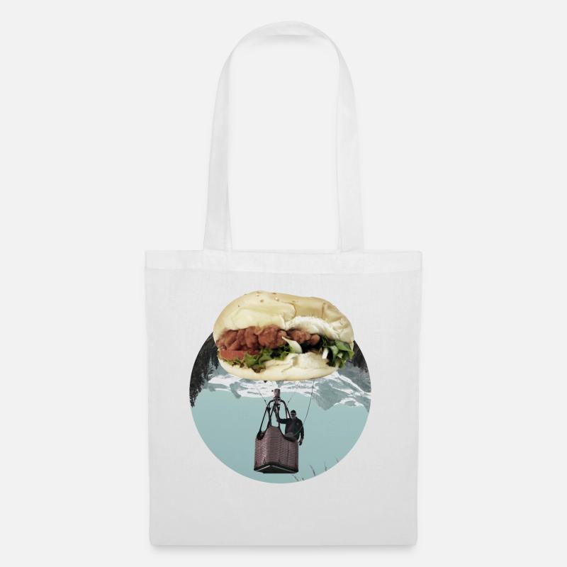Collage Kunst Surreal Geschenk Sandwich Ballon - Stoffbeutel - Weiß