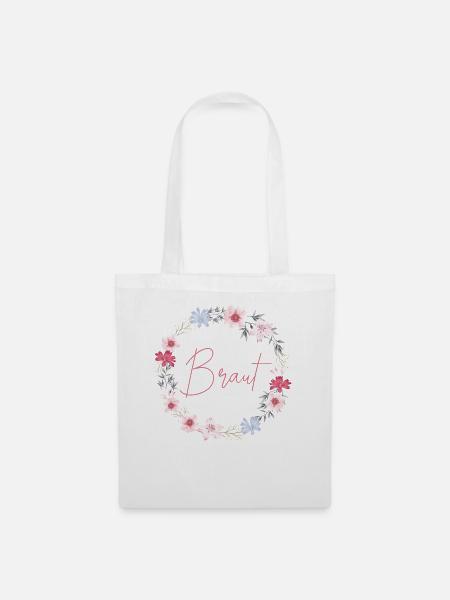 Braut Rosa Kranz - Stoffbeutel - Weiß
