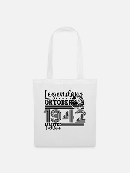 Legendär seit Oktober 1942 80. Geburtstag Geschenk - Stoffbeutel - Weiß