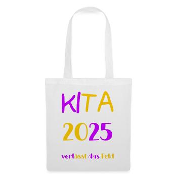 Abschied Kindergarten 2025 Geschenk Mädchen Jungen - Stoffbeutel - Weiß - Vorne