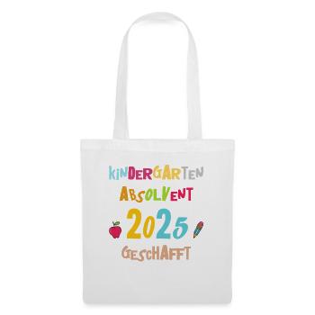 Abschied Kindergarten 2025 Geschenk Mädchen Jungen - Stoffbeutel - Weiß - Vorne