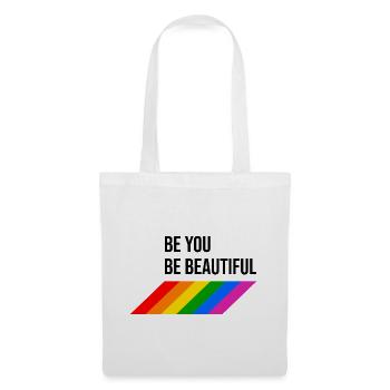 Be You Be Beautiful Regenbogen - Stoffbeutel - Weiß - Vorne