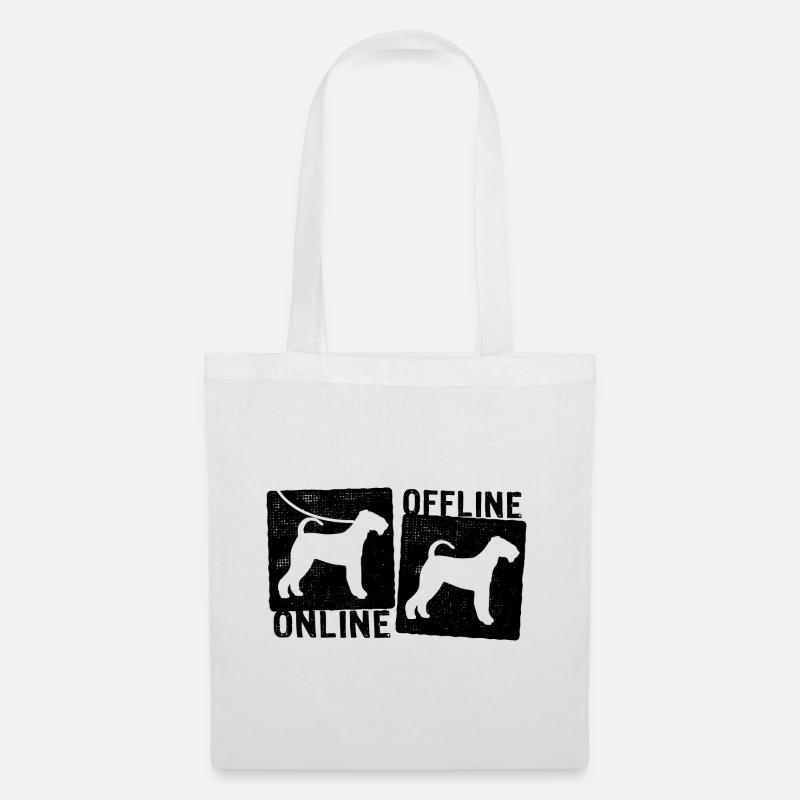 Online Offline - Airedale Terrier Hund Hundeleine - Stoffbeutel - Weiß