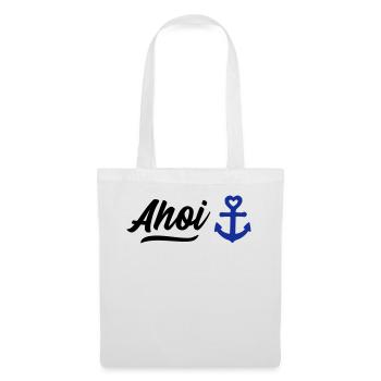 Ahoi Spruch mit Herz Anker - Stoffbeutel - Weiß - Vorne