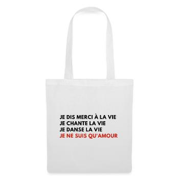 Je dis merci à la vie - Sac en tissu - blanc - Devant