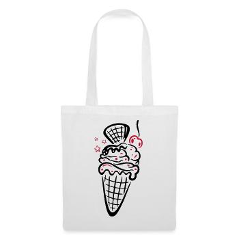 Ice cream with waffle, cherry and stars - Tote Bag - white - Front