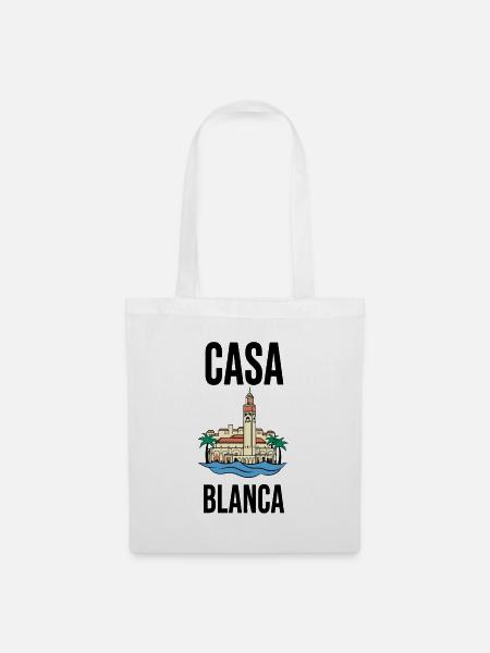 Casa Blanca – Hassan-II-Moschee-Typografie - Stoffbeutel - Weiß