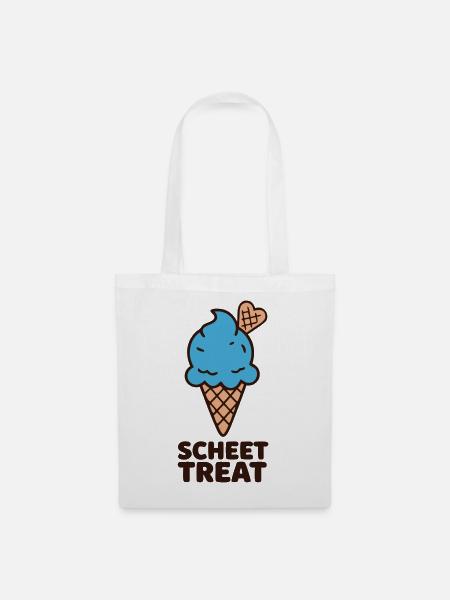 Blaue Eiscreme Schriftzug - Stoffbeutel - Weiß