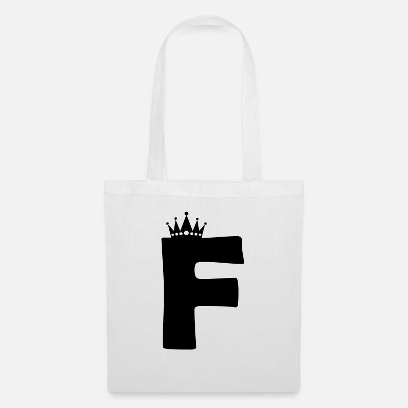 buchstabe F Krone - Stoffbeutel - Weiß