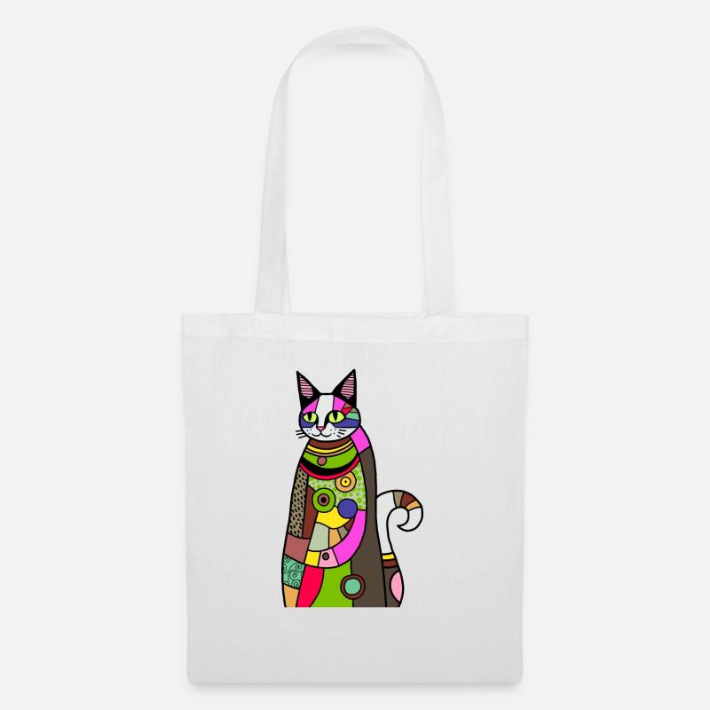Patchwork Cat - Tote Bag - white