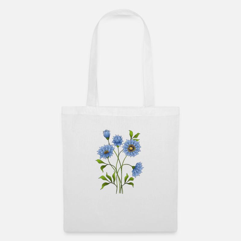 Blaue blumen - Stoffbeutel - Weiß