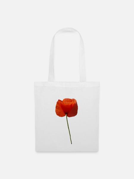 Mohnblume, Sommer, leuchtend rot - Stoffbeutel - Weiß