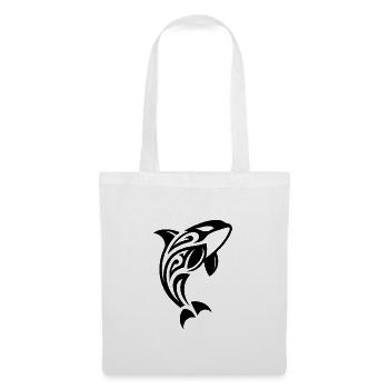 Springender Orca Tribal Tattoo Style - Stoffbeutel - Weiß - Vorne
