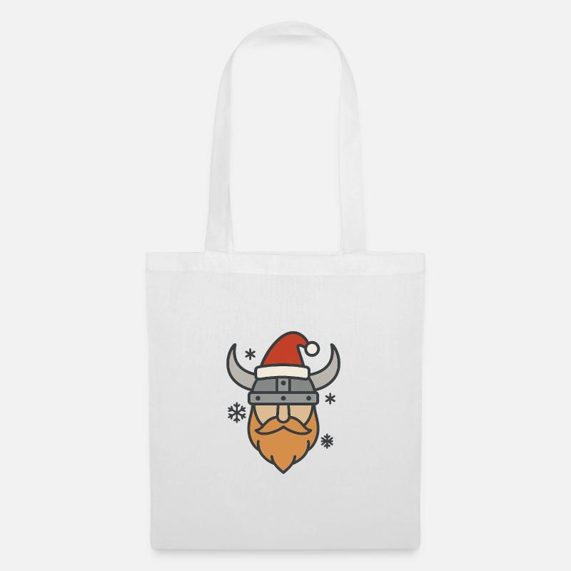 Wikinger mit Weihnachtsmütze - Stoffbeutel - Weiß