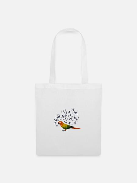Papagei tropischer Vogel - Stoffbeutel - Weiß