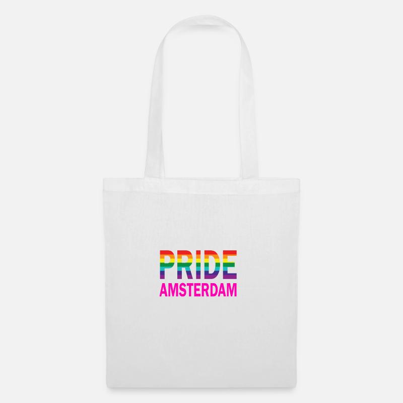Pride Amsterdam in Regenbogenfarbe und Pink - Stoffbeutel - Weiß