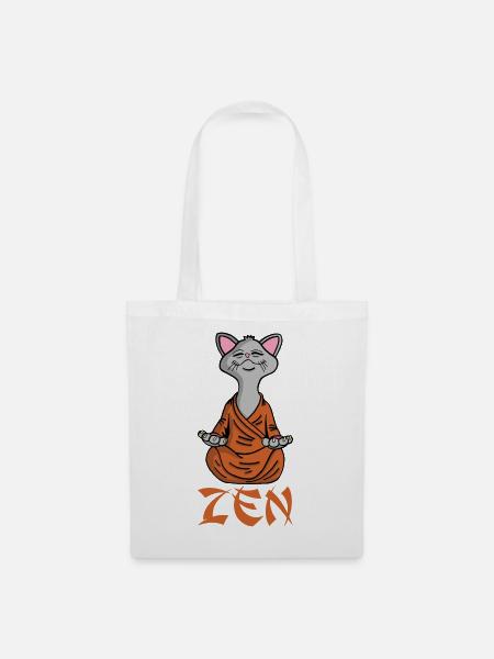 Zen-Katze - Stoffbeutel - Weiß