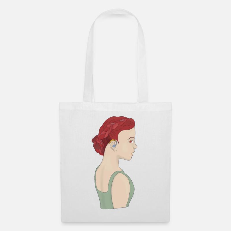 Fille utilisant une aide auditive - Sac en tissu - blanc