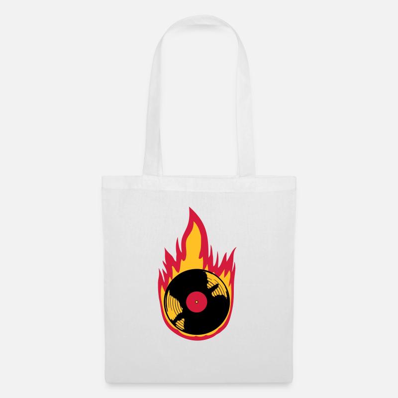 Musique de disque vinyle Fire - Sac en tissu - blanc