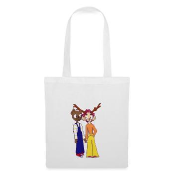 illustration cerf et chien - Sac en tissu - blanc - Devant
