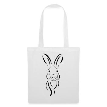 Hase Kopf Illustrartion Feldhase Löffel - Stoffbeutel - Weiß - Vorne